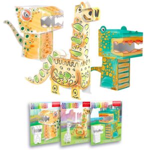 Monumi Zestaw Cube Head Dino - Tyranozaur, Brachiozaur, Velociraptor