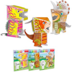 Monumi Zestaw Cube Head Dino - Triceratops, Parazaurlof, Spinozaur