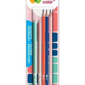 Happy Color TRENDY Zestaw 3 Ołówków I 2 Niebieskich Wymazywalnych Długopisów