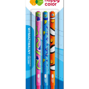 Happy Color RYBKI Zestaw 3 Niebieskich Wymazywalnych Długopisów 0,5mm
